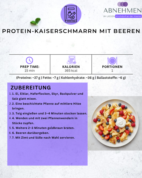 Protein-Kaiserschmarrn mit Beeren – Original-Rezeptkarte 2